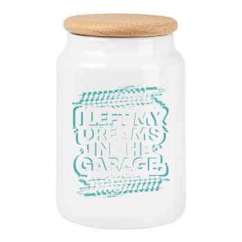 J’ai laissé mes rêves dans le cadeau fanatique de voiture de garage - Boîte à biscuits avec couvercle en bois - blanc - Devant