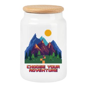Retro Gaming Adventure - Cookie Jar with Wooden Lid - white - Front