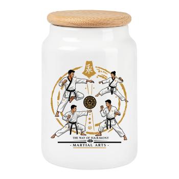 Art martial - Boîte à biscuits avec couvercle en bois - blanc - Devant