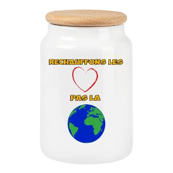 Let's warm hearts - Cookie Jar with Wooden Lid - white - Front