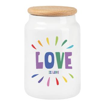 LGBT Pride Month - Liebe ist Liebe - Keksdose mit Holzdeckel - Weiß - Vorne