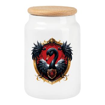 The Black Swan: symbol of elegance and power - Cookie Jar with Wooden Lid - white - Front