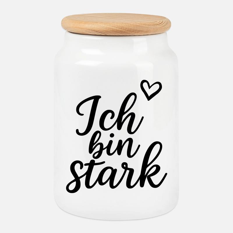 Ich bin stark - Keksdose mit Holzdeckel - Weiß