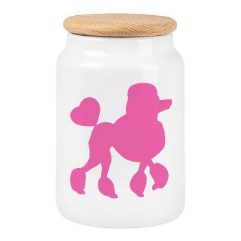Pudel Hund Love Liebe Haustier Tierliebe pink Herz - Keksdose mit Holzdeckel - Weiß - Vorne