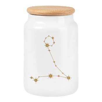 Étoile Constellation Poissons Signe de naissance Doré - Boîte à biscuits avec couvercle en bois - blanc - Devant