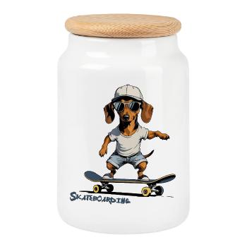 Skateboarding, Skateboarding - Cookie Jar with Wooden Lid - white - Front