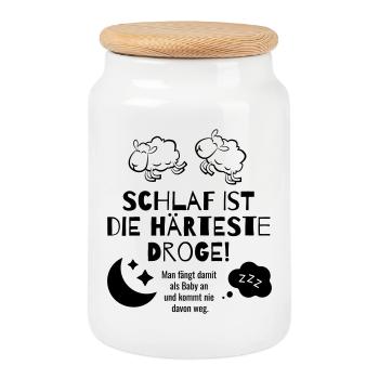 Schlaf - Keksdose mit Holzdeckel - Weiß - Vorne