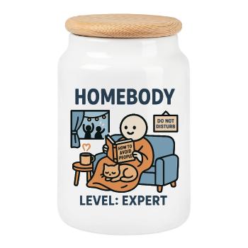 Homebody Level: Expert - Keksdose mit Holzdeckel - Weiß - Vorne