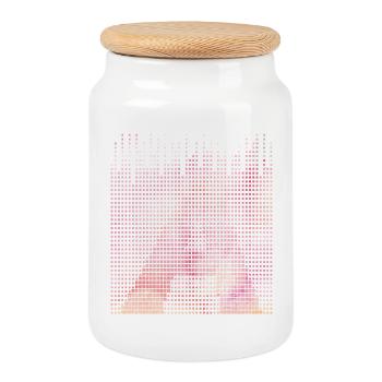 Abstract Geometry Letter A, Name of Bu in Pink - Cookie Jar with Wooden Lid - white - Front
