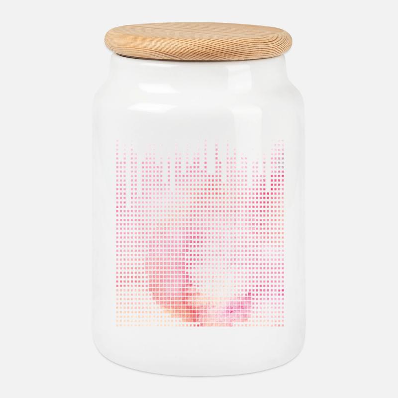 Floral gradient with lettering - Cookie Jar with Wooden Lid - white