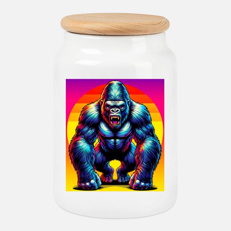 Gorilla - Keksdose mit Holzdeckel - Weiß