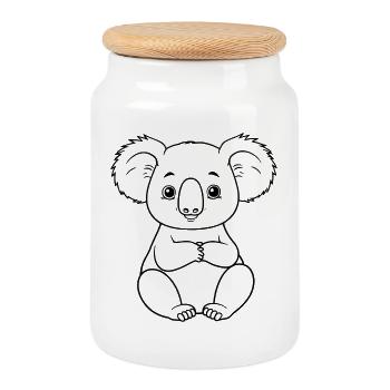 Minimalistic Koala - Cookie Jar with Wooden Lid - white - Front