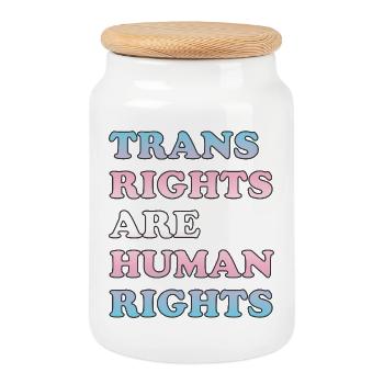 Les droits des transgenres sont des droits humains - drapeau transgenre - Boîte à biscuits avec couvercle en bois - blanc - Devant