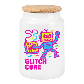 Glitchcore ! - Boîte à biscuits avec couvercle en bois - blanc - Devant
