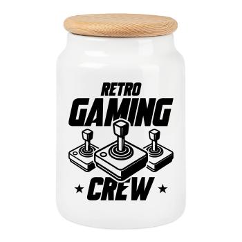 Retro Gaming Crew Gamer - Cookie Jar with Wooden Lid - white - Front