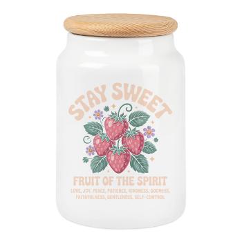 Stay Sweet Fruit of the Spirit - Cookie Jar with Wooden Lid - white - Front