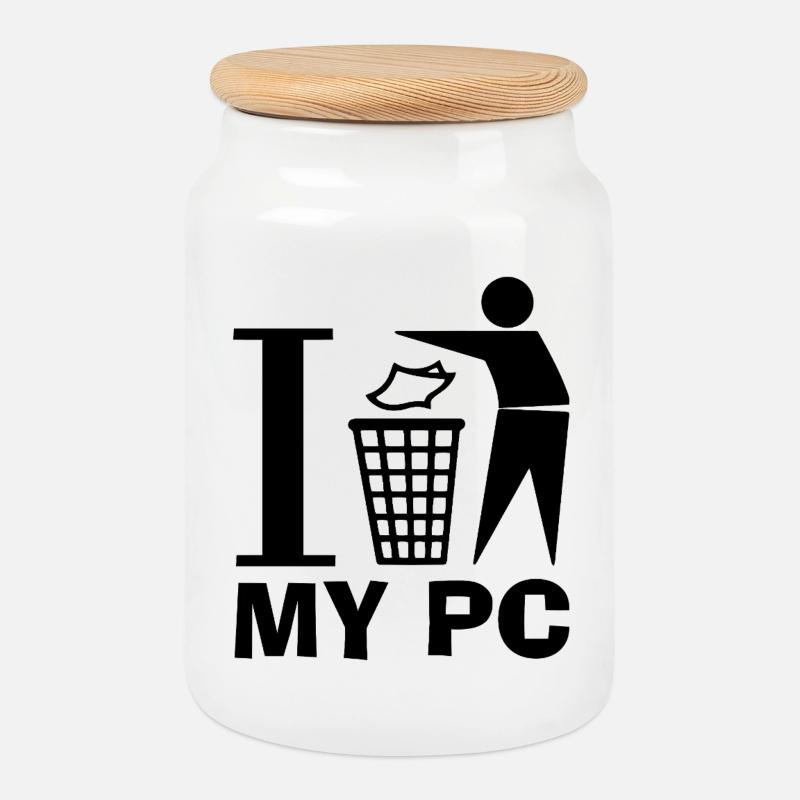 Keine PCs mehr! - Keksdose mit Holzdeckel - Weiß