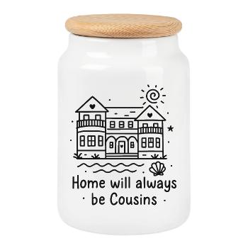 Cousins Beach – Home will always be Cousins - Keksdose mit Holzdeckel - Weiß - Vorne