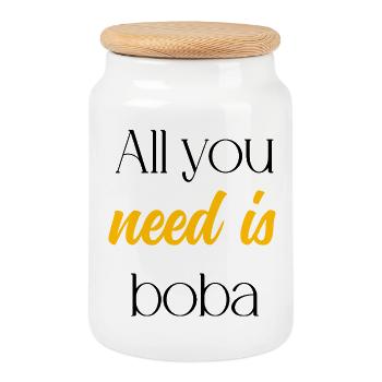 Inspirational Quote Typography Design - Cookie Jar with Wooden Lid - white - Front