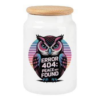 Friedlicher Eulen-Fehler 404 T-Shirt - Keksdose mit Holzdeckel - Weiß - Vorne
