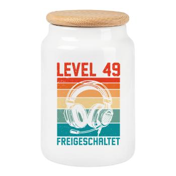 49e anniversaire Homme Gamer Niveau 49 débloqué - Boîte à biscuits avec couvercle en bois - blanc - Devant