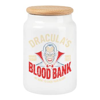 Dracula Blood Bank Vampir Humor - Keksdose mit Holzdeckel - Weiß - Vorne