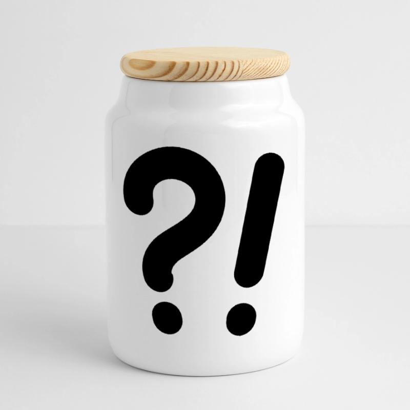 Points d’interrogation et points d’exclamation Boîte à biscuits avec couvercle en bois