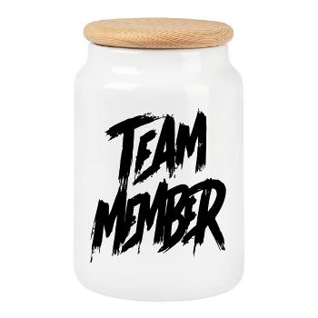 Team Member - Cookie Jar with Wooden Lid - white - Front