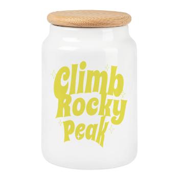 Climb Rocky Peak Motivational Design - Cookie Jar with Wooden Lid - white - Front