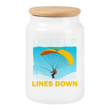 Crashing parachutist with banner - Cookie Jar with Wooden Lid - white - Front