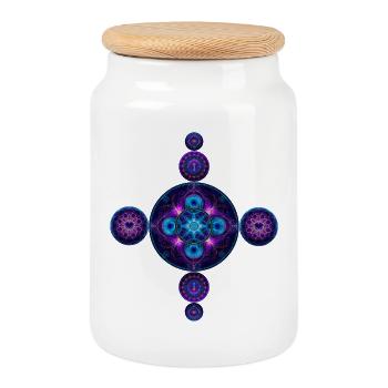 Light product mandala in blue and purple - Cookie Jar with Wooden Lid - white - Front