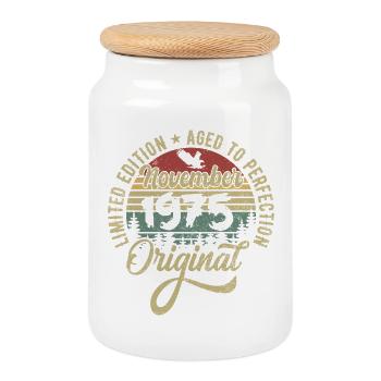 November 1975 Anniversary Gift November 1975 - Cookie Jar with Wooden Lid - white - Front