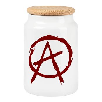 Anarchie Symbol im Kreis - dunkelrot - Keksdose mit Holzdeckel - Weiß - Vorne