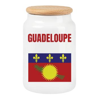 Guadeloupe Antilles flag t-shirt - Cookie Jar with Wooden Lid - white - Front