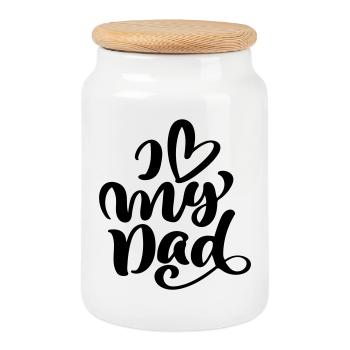 I love my dad - Cookie Jar with Wooden Lid - white - Front