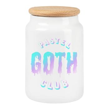 Pastel Goth Club - Cookie Jar with Wooden Lid - white - Front