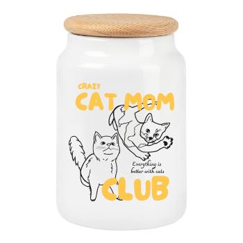 Club de mamans folles de chats - Boîte à biscuits avec couvercle en bois - blanc - Devant
