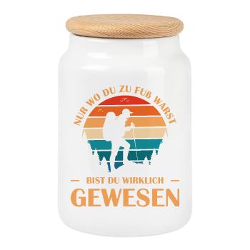 Hiking Sayings Hiker Hiking Outfits - Cookie Jar with Wooden Lid - white - Front