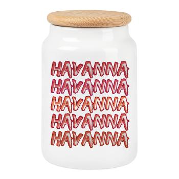 La Havane comme voyage - Boîte à biscuits avec couvercle en bois - blanc - Devant
