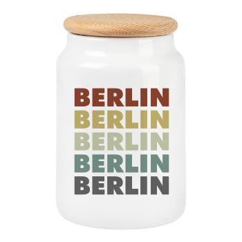 Berlin - Germany - Deutschland - Lettering - Cookie Jar with Wooden Lid - white - Front