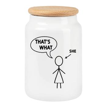 that's what she said - Cookie Jar with Wooden Lid - white - Front