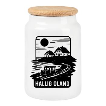 Oland Hallig - Boîte à biscuits avec couvercle en bois - blanc - Devant