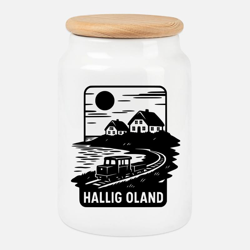 Oland Hallig - Keksdose mit Holzdeckel - Weiß