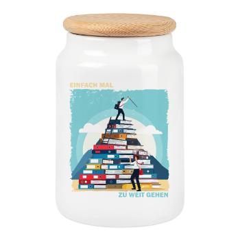 Stack of Books Rise - Cookie Jar with Wooden Lid - white - Front