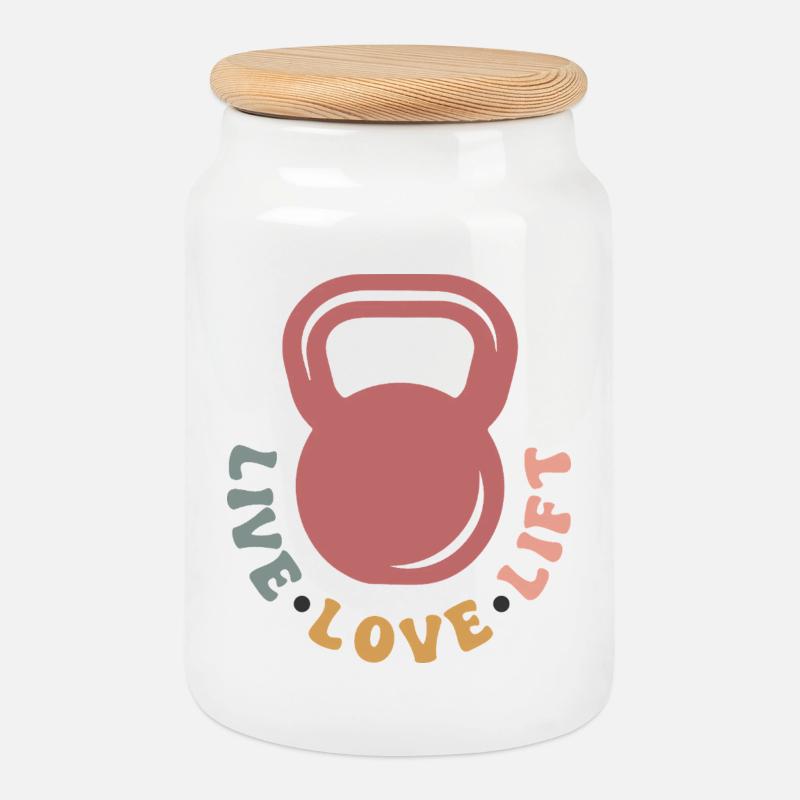 Kettlebell One Love - Keksdose mit Holzdeckel - Weiß