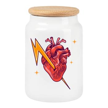 Electrified heart - Cookie Jar with Wooden Lid - white - Front