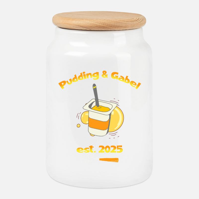 Pudding & Gabel Est. 2025 - Keksdose mit Holzdeckel - Weiß
