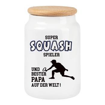 Joueur de squash Squasher Papa Père Homme - Boîte à biscuits avec couvercle en bois - blanc - Devant