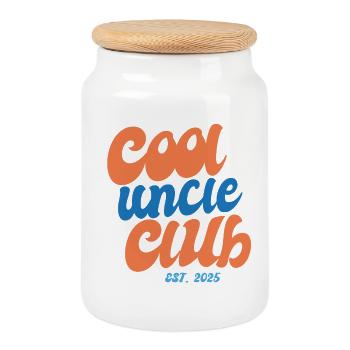 Cooler Onkel Club seit 2025 - Geschenk - Keksdose mit Holzdeckel - Weiß - Vorne