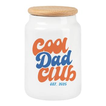 Cool Dad Club 2025 - Gift Idea - Cookie Jar with Wooden Lid - white - Front